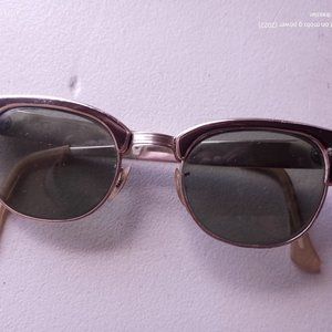 Vintage Universal Cats Eye Bifocal Green Lense 12K Gold Aluminum Glasses sz4.5-6